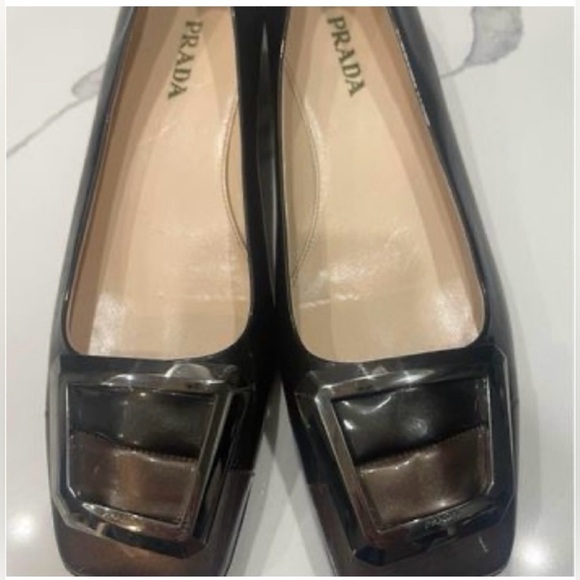 PRADA Vintage Milano Two Tone Patent Leather Flats,Brown/Black,Size 41 (10.5-11) - Picture 3 of 10